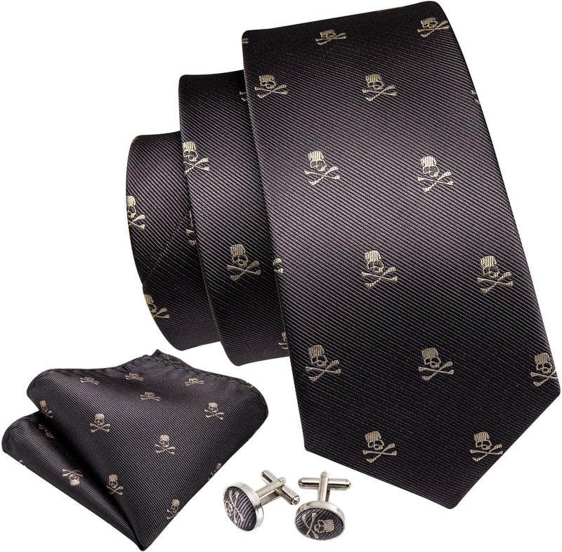 Barry.Wang Store Fun Animal Ties for Men Designer Handkerchief Cufflink WOVEN Casual Necktie Set Festival - Image 2